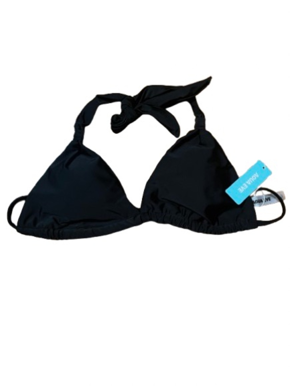 NWT Aqua Eve Black Halter Triangle Bikini Top Size Small